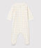 Babies' Organic Cotton Fleece Sleepsuit MARSHMALLOW+OCRE white/MULTICO